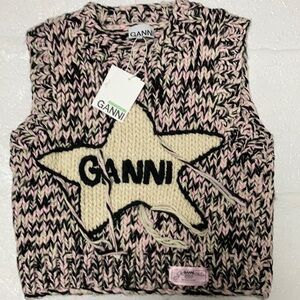 Ganni Pink wool Graphic Sweater Vest size Medium
